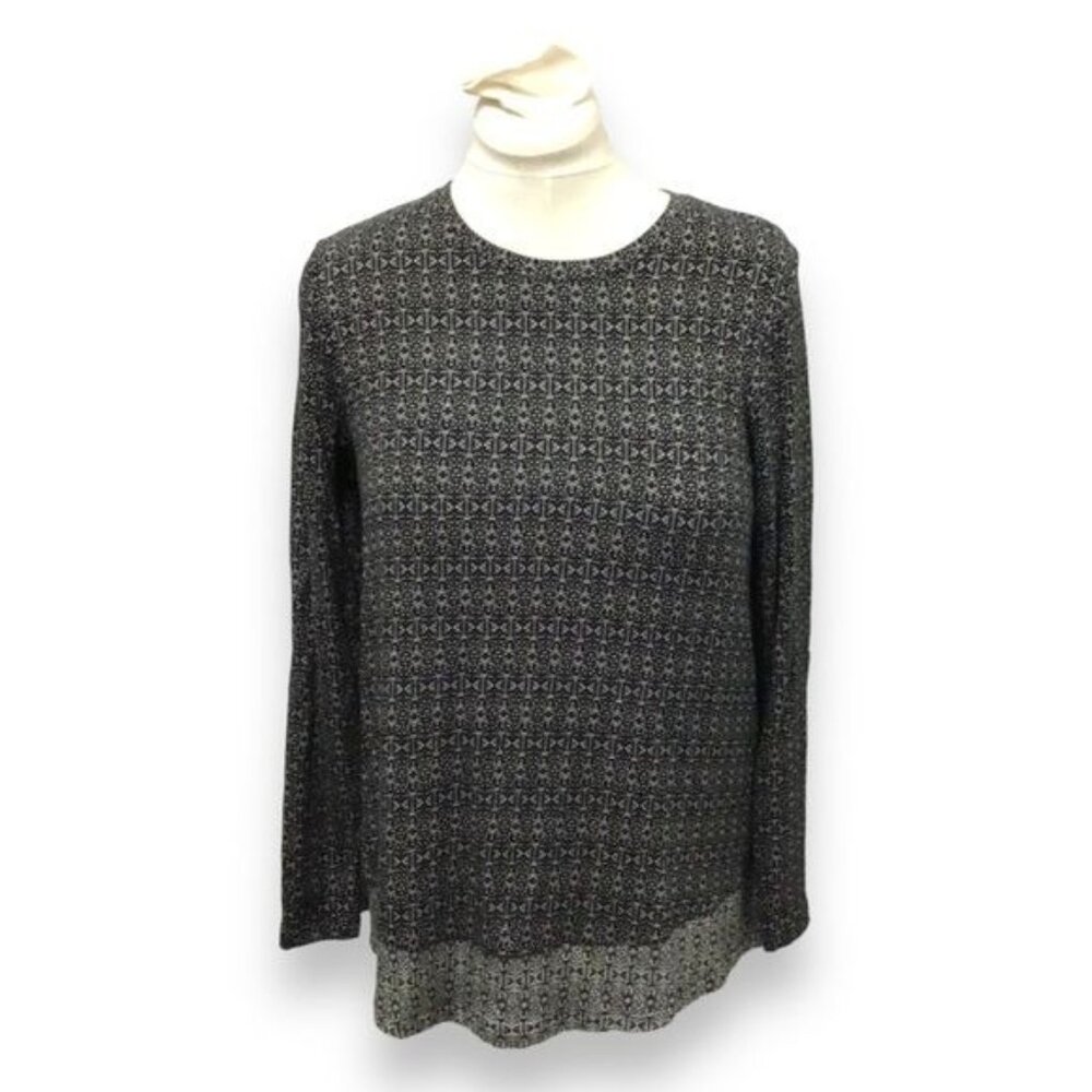 J. Jill Women’s Long Sleeve Crew Neck Lightweight Knit Tunic, Black, size M